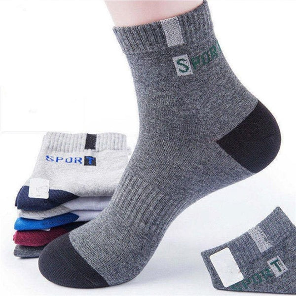 5Pairs Men's Socks Breathable Cotton Letter Sports Socks Breathable Business Socks Size EU39-45