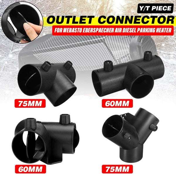 60mm-75mm T-Y Shape Adjustable Diesel Parking Heater Air Vent Ducting Exhaust Pipe Outlet Joiner Connector For Webasto Propex