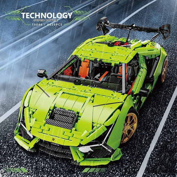 New 1:6 6628pcs MOC Green Super Racing Sport Car Model Building Block Educational Assembly Brick Toy Children Boy Gift