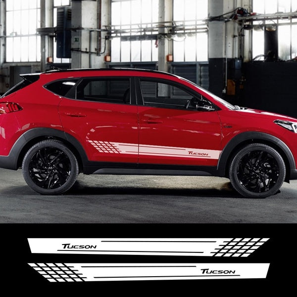 2PCS Auto Decals Vinyl Films Stickers For Hyundai Tucson Car Door Side Skirt Stripes Car Body Decoration Accessories