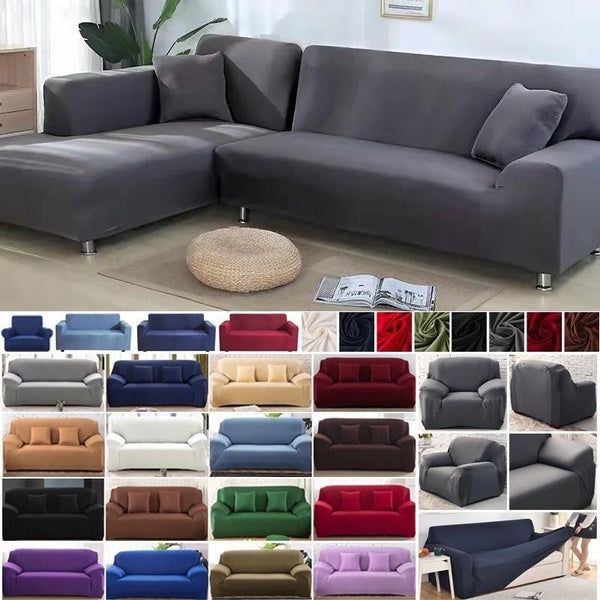 1-3 Seats Stylish Solid Color Lounge Chair Sofa Protective Cover with Simple Elastic Fabric Stretch Sofa Cover for Living Room Pet Dog Soft Sofa Cove