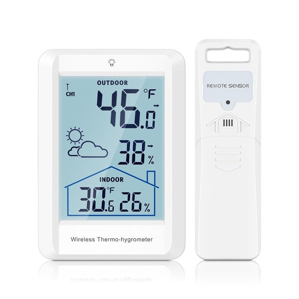 Weather Station, Indoor Outdoor Temperature Monitor, Humidity Gauge Meter with 330ft Range Remote Sensor and Backlight Display for Home, Baby Room, G