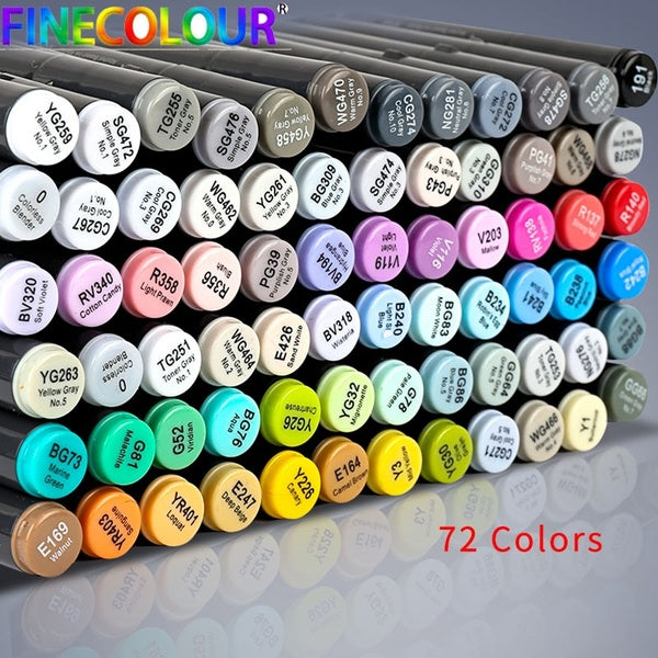 Finecolour EF103 Dual Head Art Markers Pen Professional Sketch Marker Soft Brush Pen For Artist Drawing Design 72 Colors