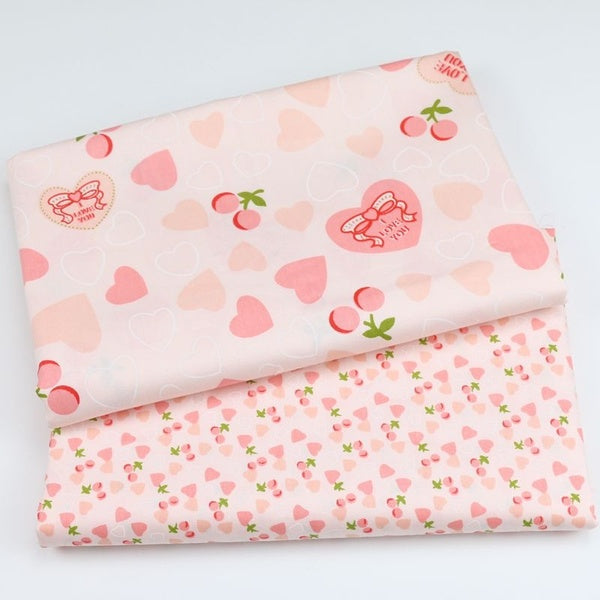 50cm*160cm Cartoon Heart Peach Printed Cotton Twill Fabric for DIY Sewing Baby Clothes Bed Sheet Cotton Fabric