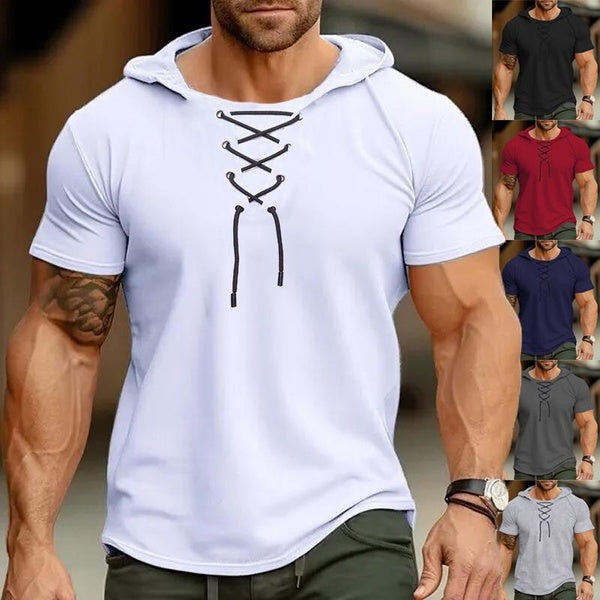 Mens Short Sleeve Athletic Hoodie Hooded T-shirts Sweatshirt Jogging-Running Sport Shirts Men's Fitness Shirts Street Style Assassin Shirt