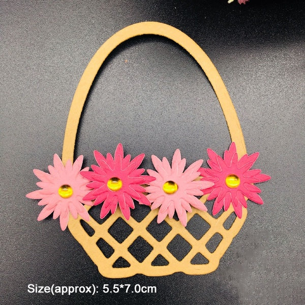 Spring Basket and Flower Metal Cutting Dies Cut Stencils for Scrapbooking Album Decorative Embossing Paper Dies for Card Making