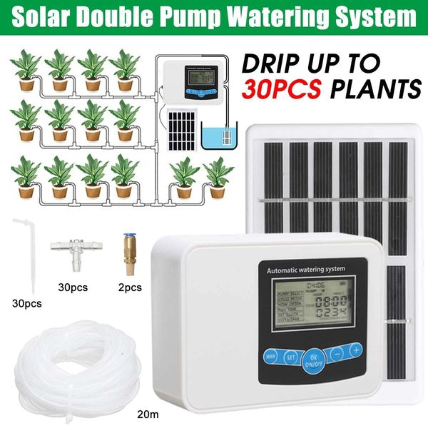 Garden Drip Irrigation Device Double Pump Controller Timer System Solar Energy Intelligent Automatic Watering Device For Plants