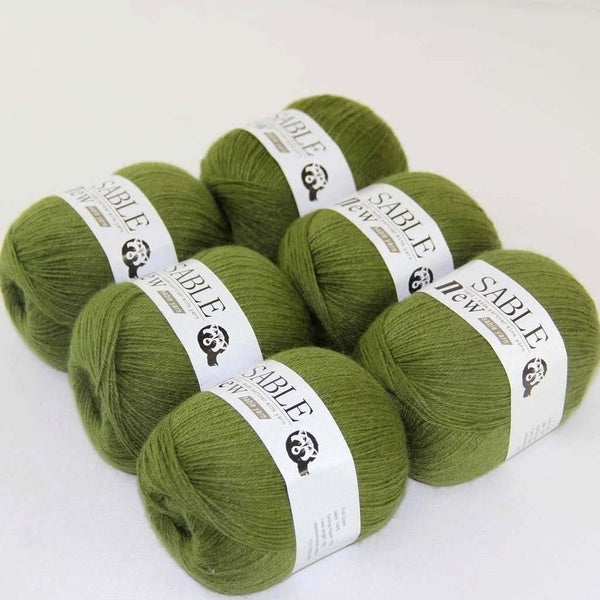 Sale 6ballsX50g Soft Pure Sable Cashmere Wrap Shawl Hand Knitting Wool Yarn Olive 05 Professional sales of yarn, please pay attention to the store ca