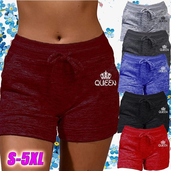 Trending Queen Printed Women Shorts with Pockets and Drawstring High Waist Sport Stretchy Shorts Plus Size Elastic Waist Yoga Running Shorts Outdoor