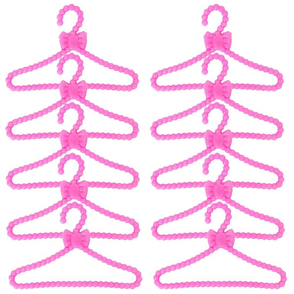 20 Pcs - Lot Cute Mini Mixed Plastic Pink Bowknot Hangers Dolls Accessories for 30cm or 1-6 Doll Wardrobe Dress Clothes Dollhouse Toy Matron Inn