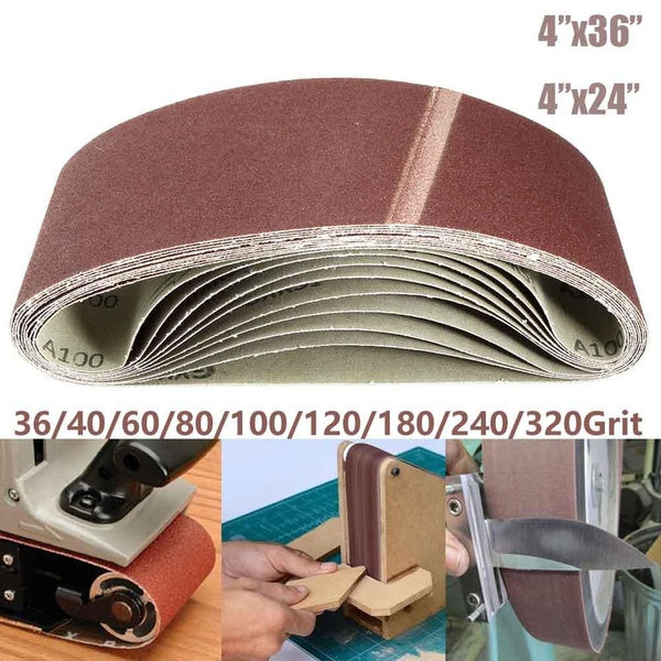 6-10 pièces 36-40-60-80-100-120-180-240-320 grain industrie atelier travail du bois joint rodé oxyde d'aluminium ceinture de ponçage