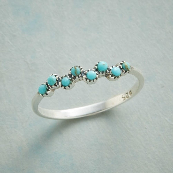 Dainty 925 Genuine Solid Sterling Silver Tiny Reconstituted Turquoise Diamond Bubbles Cavort Ring Mermaid Kisses Rings Jewelry Bridemaids Gifts Size