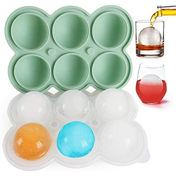 Ice Cube Tray, Large Ball Ice Maker 1.8'' Silicone Ice Cube Mold Easy Release for Cocktails, Drinks, Whiskey, Bourbon & Homemade Juice (Cyan)