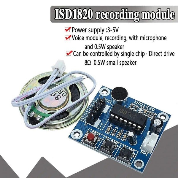 Module d'enregistrement ISD1820, Module vocal, carte vocale, Module Telediphone avec Microphones et haut-parleur