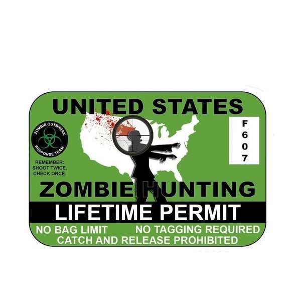 20x13.3cm Funny ZOMBIE Hunting PermitTHE WALKING DEAD Car-styling Car Sticker Decals