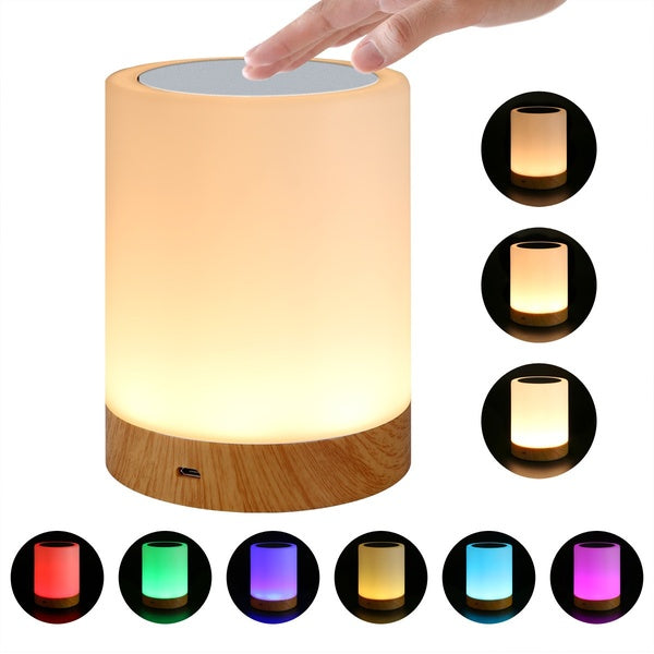Table Lamp, Touch Sensor Bedside Lamps + Dimmable Warm White Light & Color Changing RGB for Bedrooms