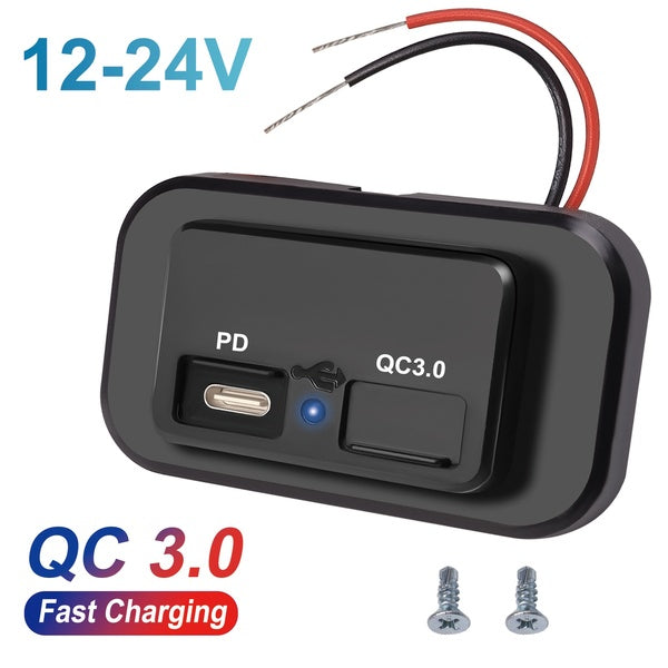 Yiyasu Store PD USB Car Charger Socket QC3.0 USB Charger Adapter 3.1A 12V-24V Car USB Splitter Outlet Power Adapter Panel With Or Without 60W PD Fast