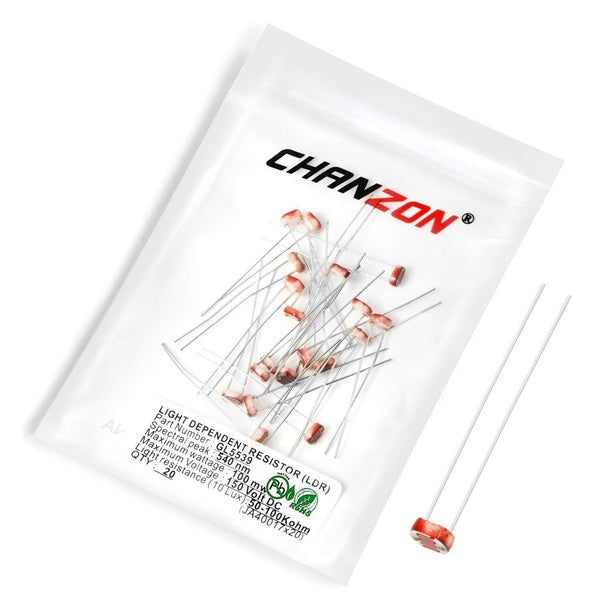 Chanzon LDR Résistance 5539 GM5539 GL5539 5mm 5 Mohm Photorésistance Photoconducteur dépendant de la lumière Photo Sensible à la lumière