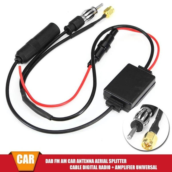 Dab Aerial Splitter Booster FM To DAB-DAB+ Car Antenna Converter Signal Amplifier Adapter for Truck & Car