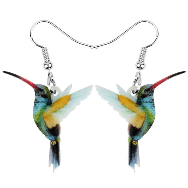 Acrylique Coloré Vol Colibri Boucles D'oreilles Drop Dangle Bijoux Oiseau Pendentifs Ornements Décoration Pour Femmes Filles Ados Charme Cadeaux Élég