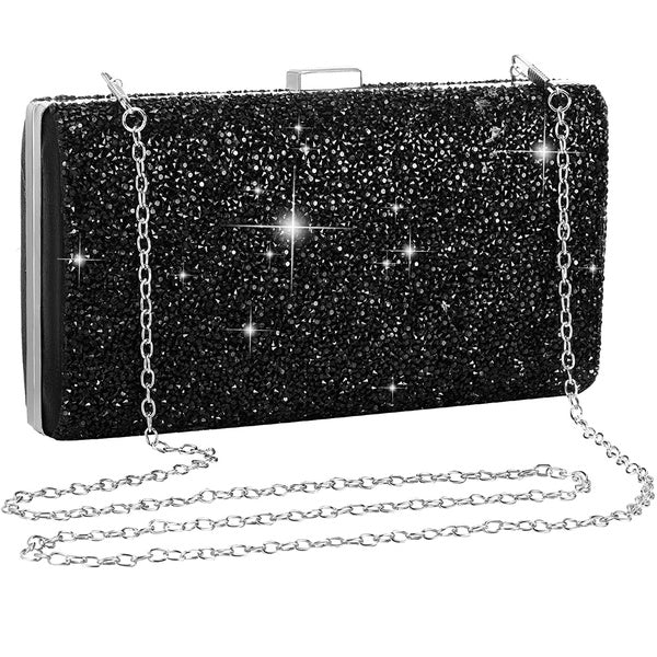 Women Glitter Evening Clutch Bag Rhinestone Handbag Shoulder Purse for Wedding
