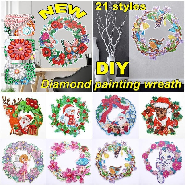 New 5D Special-Shaped Diamond Painting Home Decoration Wreath DIY Cross Stitch Kit Christmas Decoration-21 Styles