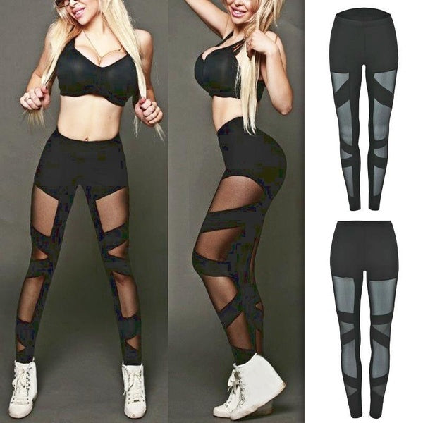 Legging croisé en patchwork de maille Capris de yoga