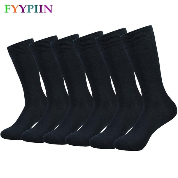 6 Pairs Mens Black Dress Long Fit Quality Socks