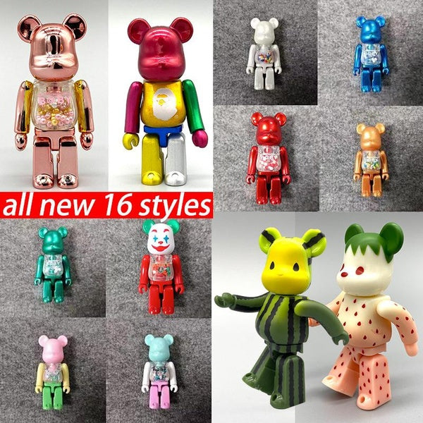 All New 1pcs Bear100% Tide Toys 7cm Vinyl Action Figure 2.7inch Collection Bapes Anime Characters Model Gift 16 Styles
