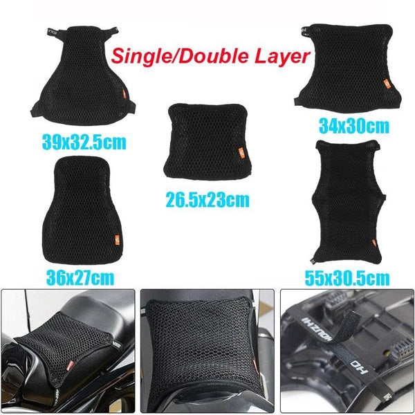XS-S-M-L-XL Single-Double Layer Motorcycle 3D Mesh Cushion Cover Seat Cushion Pad Mat Air Cooling Breathable Seat Cover