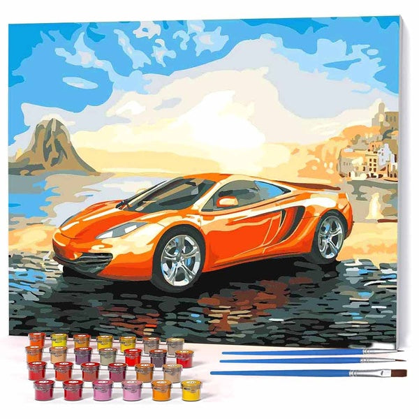 FIYO Diy Car Paint by Numbers Kits for Adults and Kids Beginner on Canvas Fashion Oil Painting Wall Art for Gift( No Frame )