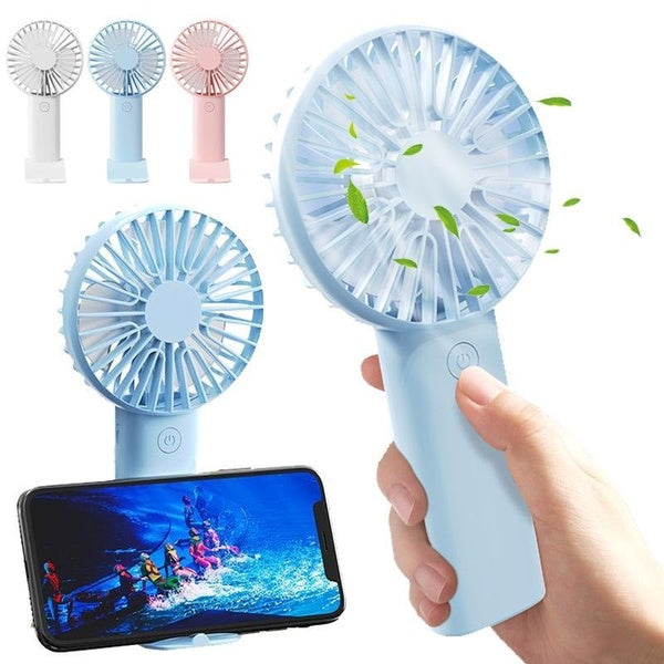 Mini Handheld Fan, 500-800mAh Portable Fan USB Desk Fan with Fan Stand Small Personal Hand Fan 3 Speed Low DB Rechargeable Battery Operated Cooling E