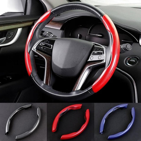 Car Steering Wheel Cover 38cm 15inch Carbon Fiber Silicone Steering Wheel Booster Cover Auto Anti-skid