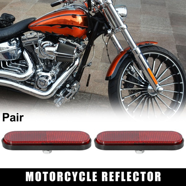 Pair M6x1.0 Red Oval Universal Screw Mount Reflective Warning Reflector for Motorcycle Bike