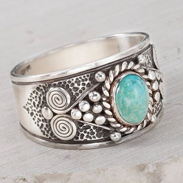 Gorgeous Ring Angel Wedding Band Charming Turquoise Jewelry Casual Accessory Christmas Gift Engagement Rings for Women Size 5-11