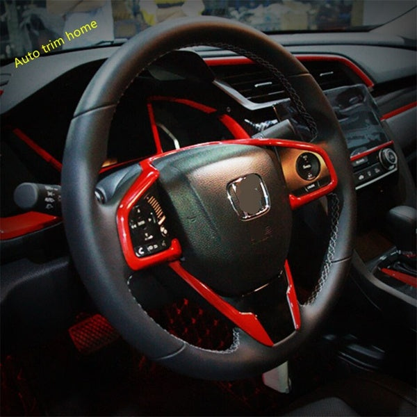 Car Steering Wheel Panel Cover Trim Fit For Honda CRV CR-V 2016 2017 2018 2019 Auto Styling Accessories ABS Red - Carbon Fiber Look