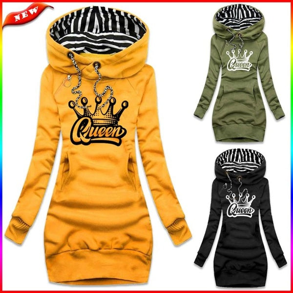 2023 Trendy Queen Printed Autumn and Winter Women Long Hoodie Slim Fit Dress Hoodie Dress Women Long Sleeve Sweater Dress S-3XL