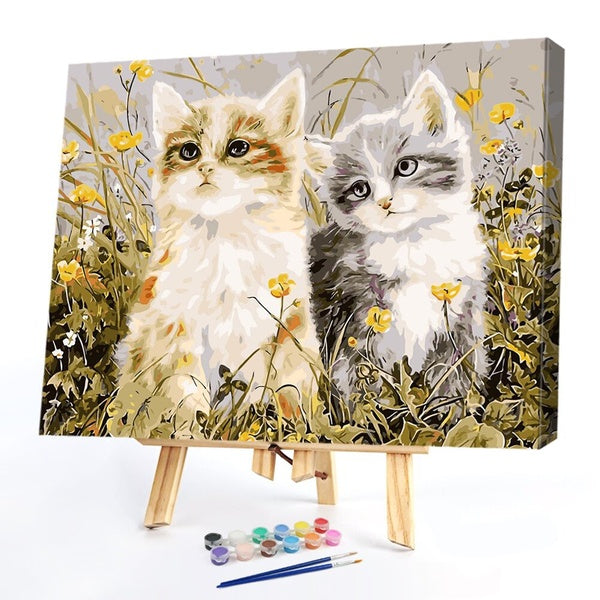 Paint By Numbers-Two Cats FIYO Diy Oil Paint by Numbers Kits for Adults and Kids Beginner on Canvas Fashion Oil Painting Wall Art for Gift( No Frame