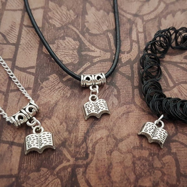 3D Book Choker, Writer Necklace, Reader Jewelry, Book Charm, Novel Pendant, Story Gift, Loves To Read, 90s Tattoo Choker, Bookish Gift