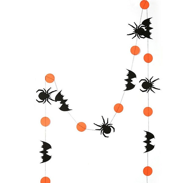 4M Halloween Paper Garland String Orange Black Bat Spider Pumpkin For Halloween Party Home DIY Hanging Ornament Decoration Supplies