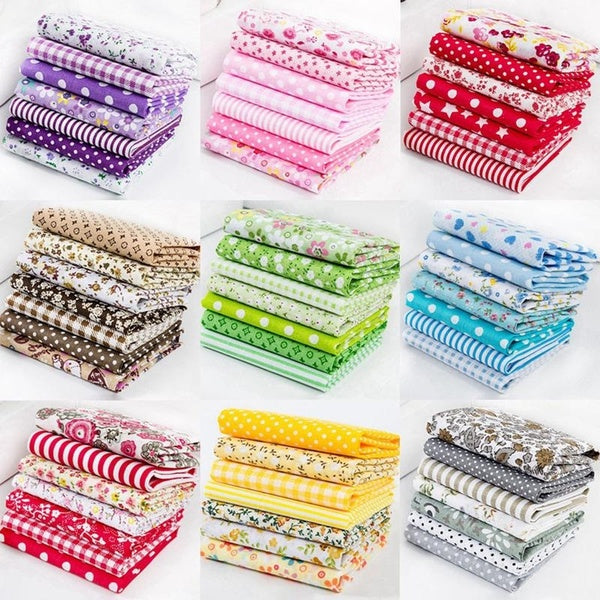 7pcs-set Printed Floral Fabrics Cotton Patchwork Quilting Fabrics for Sewing Dolls Clothes Crafts Decoration Accessories 25x25cm