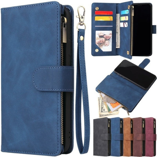 Nouveau portefeuille à rabat multifonction ultra mince ultra léger en cuir PU Zipper Card Case Cover Photo Frame pour iPhone 12 11 Pro Max XS Max XR