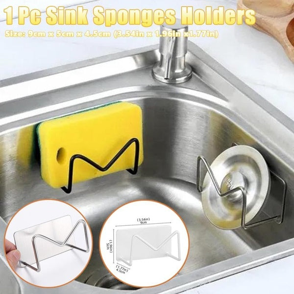 1 Pc Kitchen Stainless Steel Sink Shelf Sponges Holders Adhesive Drain Drying Rack Kitchen Wall Hooks Accessories Storage Organizer
