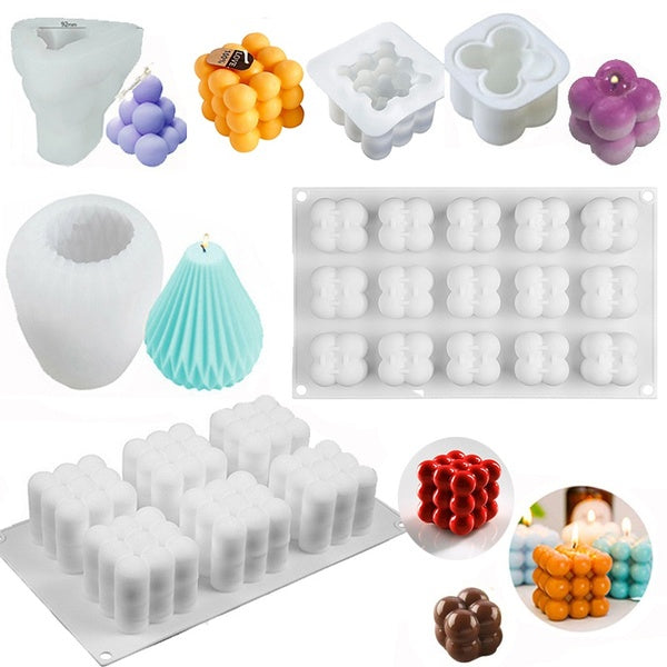 3D Cube Baking Mousse Cake Mold Silicone Square Bubble Dessert Molds Cake Tray Kitchen Bakeware Candle Plaster Mould