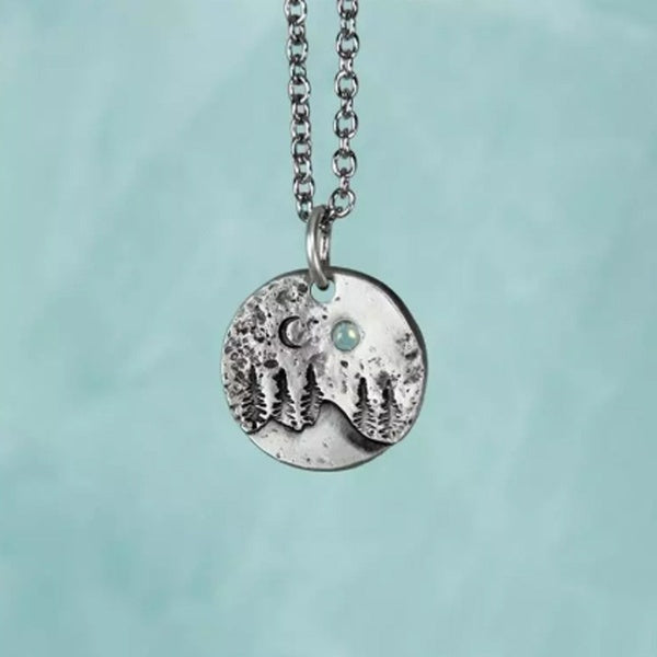 Vintage Moon Women Necklace Fashion S925 Sterling Silver Alpine Pendant Necklace Jewelry Accessories Matron Inn