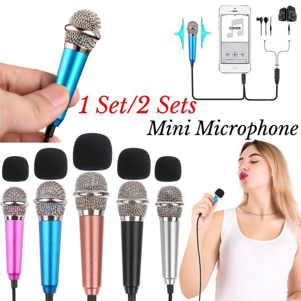1 Set - 2 Sets Portable 3.5mm Stéréo Studio Mic KTV Karaoké Mini Microphone pour Smart Phone Laptop PC Desktop Handheld Audio Microphone