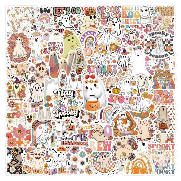 10-50-100pcs Cartoon Cute Groovy Halloween Ghost Stickers Graffiti Stickers for DIY Luggage Laptop Skin Kitagawa Marin Sticker