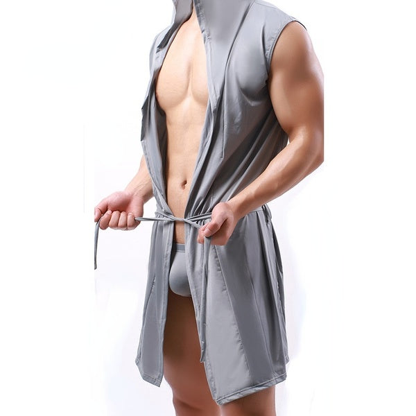 Men Hoodie Robes Home Wear Summer Breathable Silky Smooth Comfortable Lounge Wear Men Sleepwear Pajamas Robes Kimono Robe