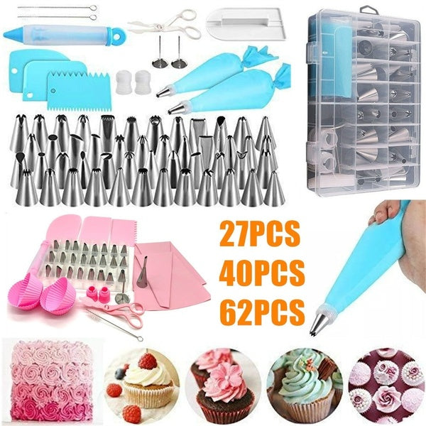 27-40-62PCS Cream Pastry Bag Cake Decoration Icing Piping Nozzles Tube Mold Baking Tools