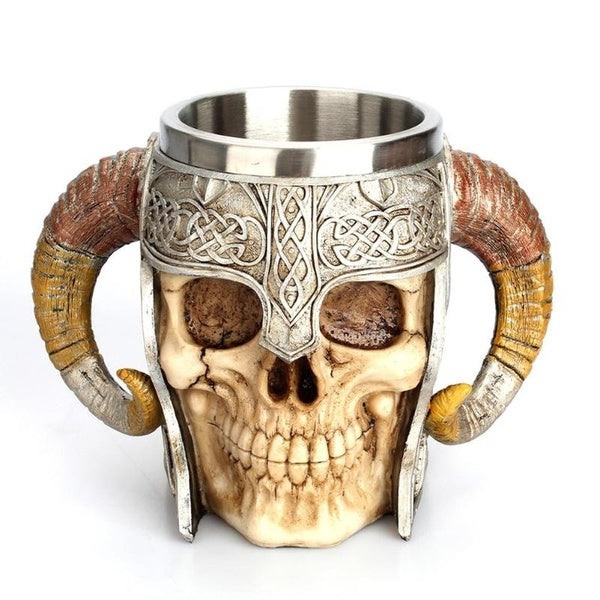 Stainless Steel 3D Drinking Cup Resin Skull Mug Beer Tea Cups Bar Drinkware